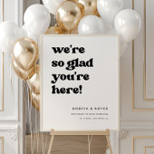 Stijlvolle retro Zo blij dat je hier bent Bruiloft Poster