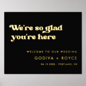 Stijlvolle retro zwart en goud Zo blij dat je hier Folie Afdrukken (Voorkant)