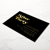 Stijlvolle retro zwart-gouden bruiloft na feest folie uitnodiging (Gedraaid)