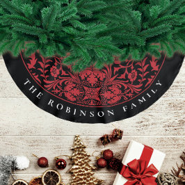 Stijlvolle Retro Zwart Rood Kerst Bloemen Patroon Kerstboom Rok