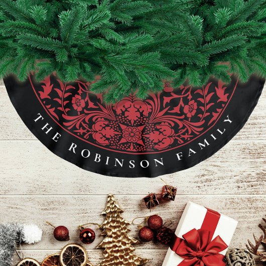 Stijlvolle Retro Zwart Rood Kerst Bloemen Patroon Kerstboom Rok