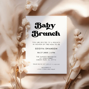 Stijlvolle retro zwart-wit Baby Brunch Kaart