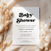 Stijlvolle retro zwart-wit baby shower voor een hu