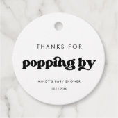 Stijlvolle retro zwart & wit Bedankt voor popping  Bedankjes Labels (Voorkant)