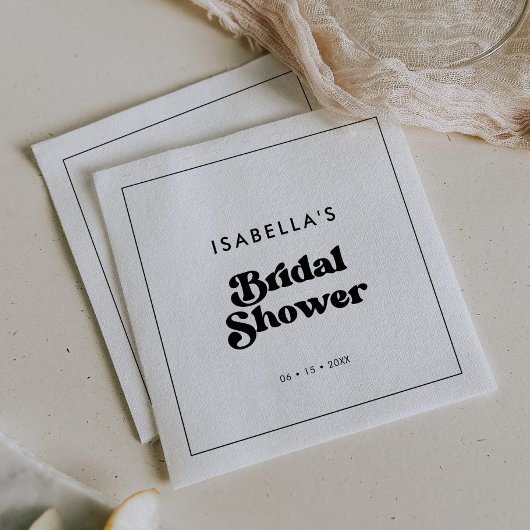 Stijlvolle retro zwart-wit bruids-shower servet