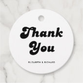 Stijlvolle Retro Zwart & Wit bruiloft Bedankjes Labels (Voorkant)