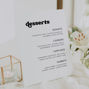 Stijlvolle retro zwart & wit bruiloft Dessert Bar Reclamebord Met Voetstuk
