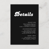 Stijlvolle Retro Zwart & Wit bruiloft Details Informatiekaartje (Voorkant)