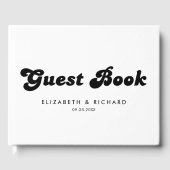 Stijlvolle Retro Zwart & Wit bruiloft Gastenboek (Voorkant)