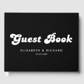 Stijlvolle Retro Zwart & Wit bruiloft Gastenboek (Voorkant)