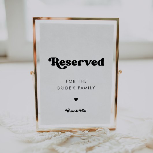 Stijlvolle retro zwart & wit bruiloft Gereserveerd Poster