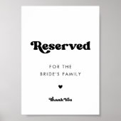 Stijlvolle retro zwart & wit bruiloft Gereserveerd Poster (Voorkant)