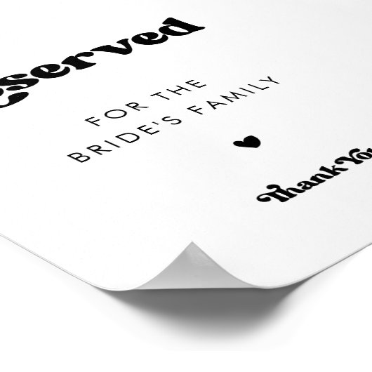 Stijlvolle retro zwart & wit bruiloft Gereserveerd Poster (Hoek)