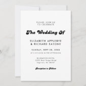 Stijlvolle Retro Zwart & Wit bruiloft Kaart (Voorkant)