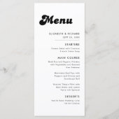 Stijlvolle Retro Zwart & Wit bruiloft Menu (Voorkant)