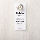 Stijlvolle retro zwart & wit bruiloft Niet storen Deurhanger (Op knop)