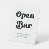 Stijlvolle retro zwart & wit bruiloft Open Bar Reclamebord Met Voetstuk (Voorkant)