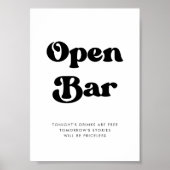 Stijlvolle retro zwart & wit bruiloft Open Bar tek Poster (Voorkant)