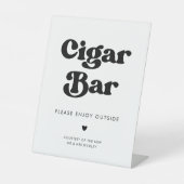 Stijlvolle retro zwart & wit bruiloft sigarenbar reclamebord met voetstuk (Voorkant)