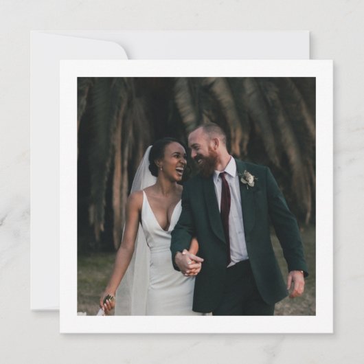 Stijlvolle retro zwart & wit bruiloft vierkant bedankkaart (Voorkant)