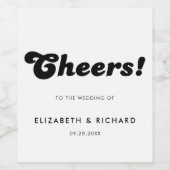 Stijlvolle Retro Zwart & Wit bruiloft Wijn Etiket (Enkel label)