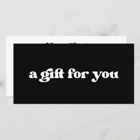 Stijlvolle retro zwart & wit Cadeaubon (Voorkant / Achterkant)