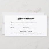 Stijlvolle retro zwart & wit Cadeaubon (Achterkant)