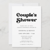 Stijlvolle retro zwart & wit Couple's Shower Kaart (Voorkant)