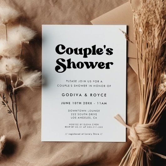 Stijlvolle retro zwart & wit Couple's Shower Kaart