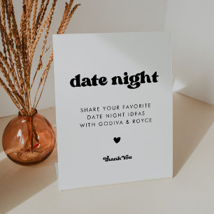Stijlvolle retro zwart & wit Date nacht ideeën Reclamebord Met Voetstuk