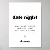 Stijlvolle retro zwart & wit Datum nacht ideeën te Poster (Voorkant)