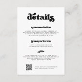 Stijlvolle retro zwart & wit Details QR-code Informatiekaartje (Voorkant)