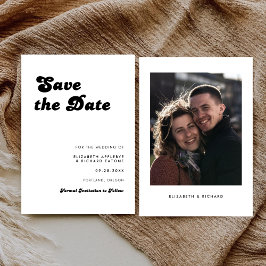 Stijlvolle Retro Zwart & Wit Fotobruiloft Save The Date