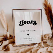 Stijlvolle Retro Zwart & Wit Gents Badkamer Sign Poster