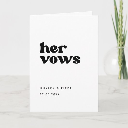 Stijlvolle retro zwart & wit Haar geloften bruilof Kaart (Voorkant)