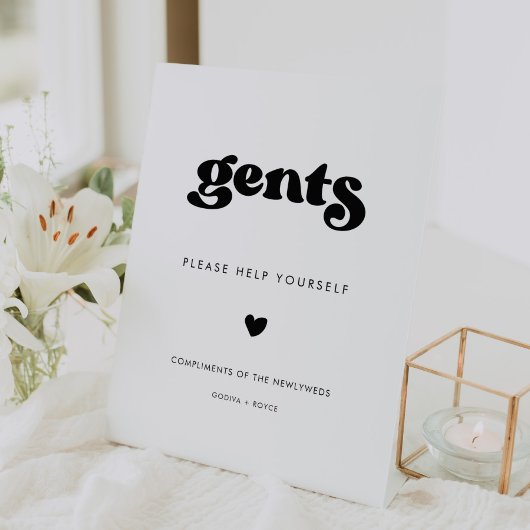 Stijlvolle Retro Zwart & Wit Heren Badkamer Reclamebord Met Voetstuk