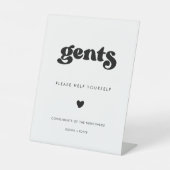 Stijlvolle Retro Zwart & Wit Heren Badkamer Reclamebord Met Voetstuk (Voorkant)