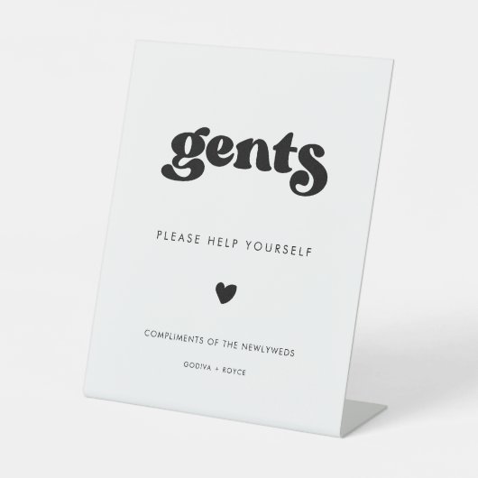 Stijlvolle Retro Zwart & Wit Heren Badkamer Reclamebord Met Voetstuk (Voorkant)