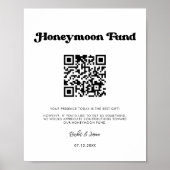 Stijlvolle retro zwart-wit Honeymoon code QR Poster (Voorkant)