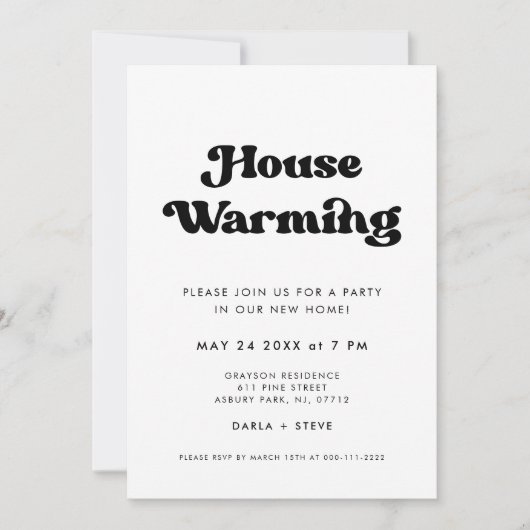 Stijlvolle retro zwart & wit Housewarming party Kaart (Voorkant)
