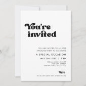 Stijlvolle retro zwart & wit Je bent uitgenodigd Kaart (Voorkant)