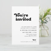 Stijlvolle retro zwart & wit Je bent uitgenodigd Kaart (Staand voorkant)