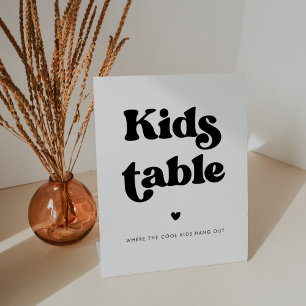 Stijlvolle retro zwart & wit Kinder tafel bruiloft Reclamebord Met Voetstuk