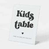 Stijlvolle retro zwart & wit Kinder tafel bruiloft Reclamebord Met Voetstuk (Voorkant)