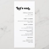 Stijlvolle retro zwart-wit Laten we bruiloft eten Menu (Voorkant)