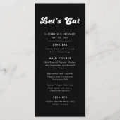 Stijlvolle Retro Zwart & Wit Laten we Trouwen Eten Menu (Voorkant)