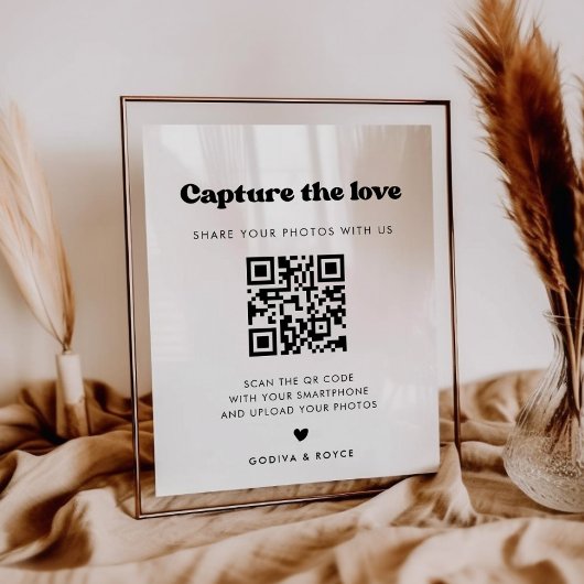 Stijlvolle retro zwart & wit Leg het liefdesteken Poster