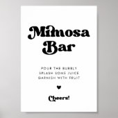 Stijlvolle retro zwart & wit Mimosa barteken Poster (Voorkant)