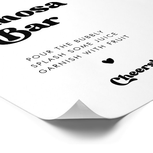 Stijlvolle retro zwart & wit Mimosa barteken Poster (Hoek)