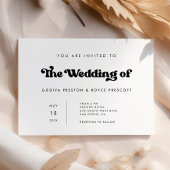 Stijlvolle retro zwart & wit Minimalistische bruil Kaart